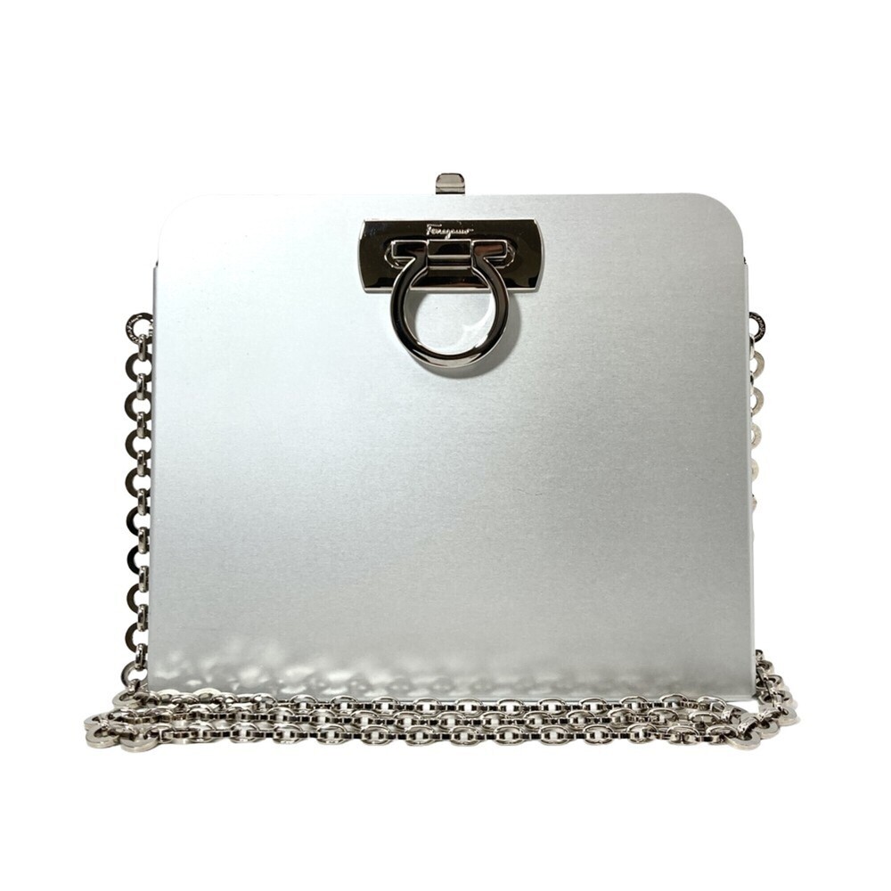 Salvatore Ferragamo Ferragamo Gancini Chain Shoulder Bag, Aluminum, AU-21 671...